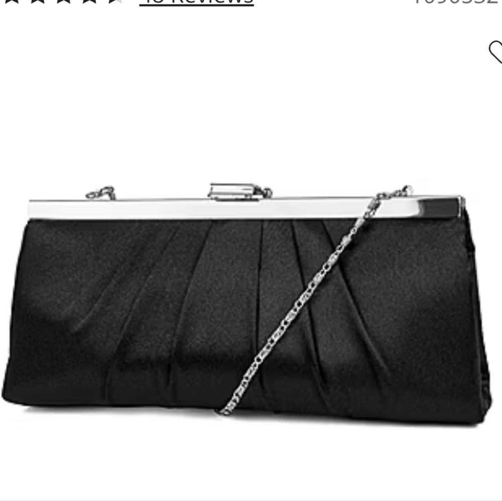 NWOT Jessica McClintock Black & Silver Clutch With Silver Chain Strap